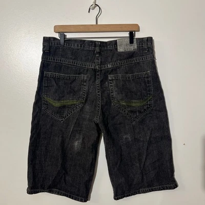 Pantalones Cortos De Colección Y2K Qruel Gris Denim Envejecido Punto Verde Bolsillo Para Hombres Talla 36 Foto 1 de 4
