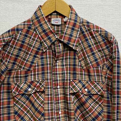 Levi's Vintage Años 70 Etiqueta Blanca Perla Snap Manga Larga Para Hombre L Rojo Cuadros EE. UU. Foto 1 de 4