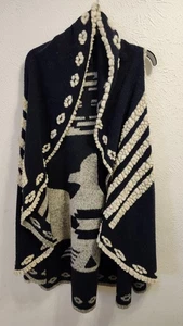 Ryan Michael Poncho Cape Womens One Size Navy Made in Italy Thunderbird - Picture 1 of 15