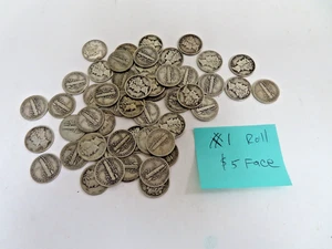 KONVOLUT 50 SILBER MERKUR GROSCHEN ROLLE 5 $ NENNWERT 10C #1 - Bild 1 von 2