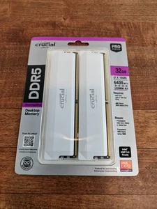 Crucial Pro DDR5 RAM 32GB Kit (2x16GB) 6400MHz CL38 Overclocking Memory - NEW! - Picture 1 of 2