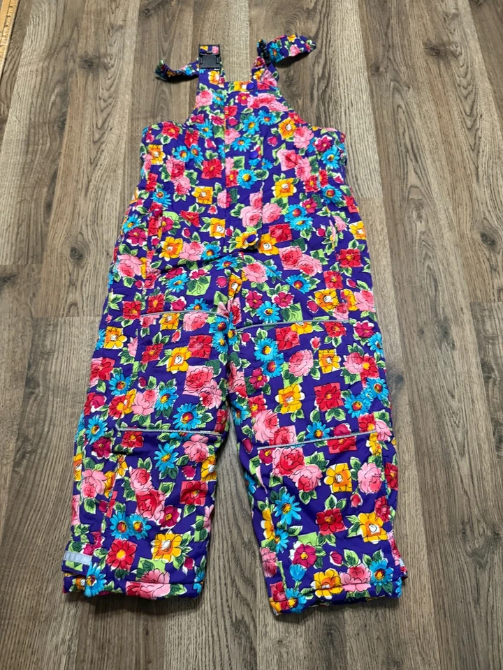 Hanna Andersson Pantalones de Nieve Babero, Jóvenes Niñas Talla 100 4T Floral Ropa de Invierno Foto 1 de 4