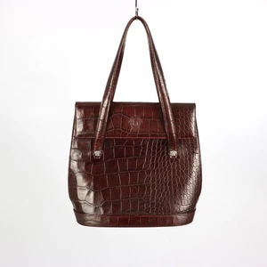 Gianni Versace Henkeltasche Kroko-Prägung braun Leder Top - Medusa Logo - Bild 1 von 8
