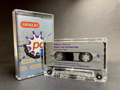 Erasure POP! THE FIRST 20 HITS Cassette CMUTEL2 **SILVER PAPER LABELS** 1992 - Image 1 of 4
