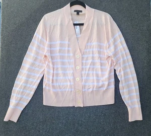 J. Cárdigan corto a rayas ligero Crew suéter para mujer talla XL mezcla de algodón - Imagen 1 de 6