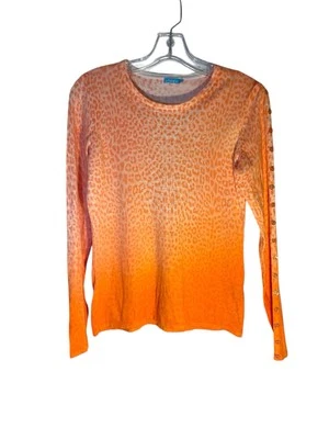 J. McLaughlin Damas Suéter Pequeño Naranja Blanco Animal Print Informal Todos los días Foto 1 de 4