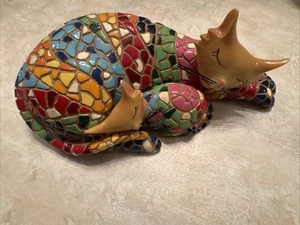 Mosaic Cat Figures Gaudi Mosaic, Mom And Baby - Picture 1 of 12