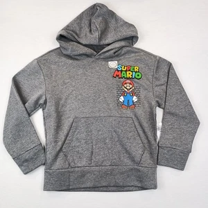 Super Mario Bros Size M (8) Unisex Graphic Pullover Hoodie for Kids NWT - Picture 1 of 7