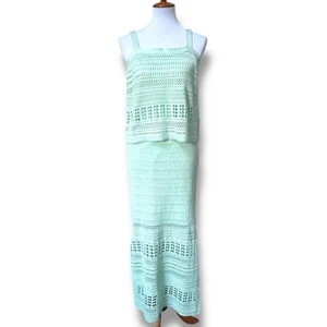 NWT Uncharted Threads Just Do Set Crochet Tank Top & Maxi Skirt Misty Jade Large - Picture 1 of 15