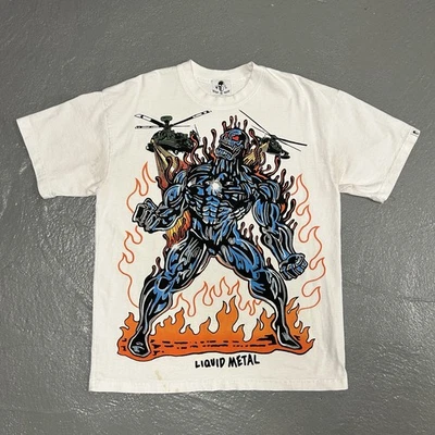 Warren Lotas Liquid Metal White Graphic Tee Shirt Size Medium - Image 1 of 4