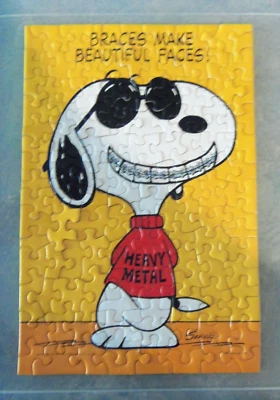 1979 Springbok mini Snoopy puzzle Braces Make Beautiful Faces - complete - Image 1 of 4