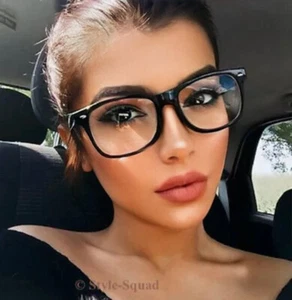 Clásico Delgado Cuadrado Rectangular WaYf Nerd Transparente Anteojos Mujer Marcos Grandes 8068 - Imagen 1 de 13