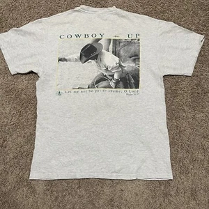 Vintage Cowboy Up Movie Shirt Men Large Grey 2001 Rodeo Riding Kiefer Sutherland - Picture 1 of 7