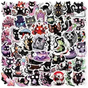 50 Pack of Cool Black Cat Stickers for Laptop/Water Bottle/Phone Case/Tumbler - Picture 1 of 1