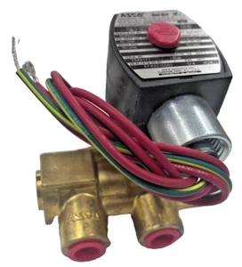 ASCO EF8321G001 3-Way NC Brass 1/4" Solenoid Valve w Quick Exhaust 24V DC UL - Picture 1 of 3