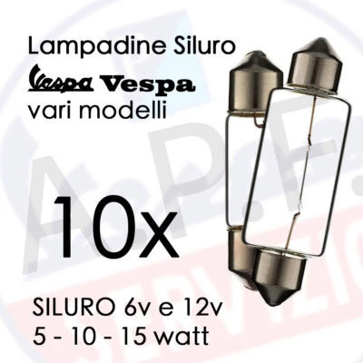 LAMPADINE SILURO VESPA 10 p.z.  6v e 12v (scegliere il tipo nella tendina) - Image 1 of 2