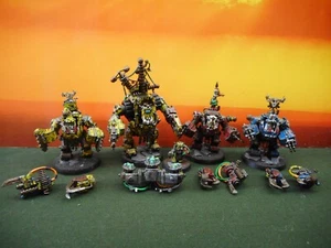 WH 40k Miniatur Space Orks 3 Mega Nobz Trupp + Big Mek MA bemalt magnetisiert - Picture 1 of 13