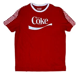 Retro Coca-Cola T-Shirt Men’s XL ENJOY COKE Red-White Checker Short Sleeve Tee - Picture 1 of 8