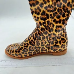 Women's Knee High Flat Boot, Round Toe Long Boots Leopard - Picture 1 of 6