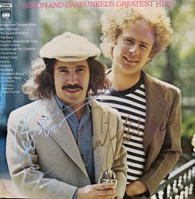 Lot - Simon & Garfunkel Signed Photo/ Concert Pass 11 x 14 inches