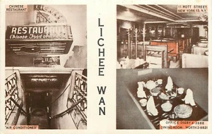Postal multivista vintage; restaurante chino Lichee Wan 11 Mott Street NYC - Imagen 1 de 2
