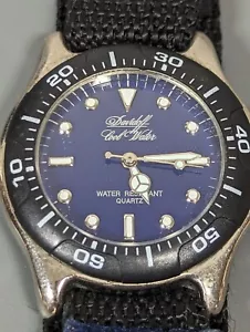 Vintage Davidoff Cool Water blaues Zifferblatt drehbare Lünette Canvas Band Uhr - Bild 1 von 5