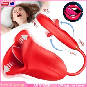 2024 Flapping Kissing Tongue Licking Vibrator Clit Stimulator Dildo Sex Toys - Picture 1 of 13