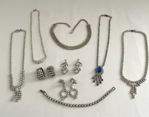 Rhinestone Jewelry vtg to now evening wear formal necklaces bracelet earrings - Picture 1 of 21