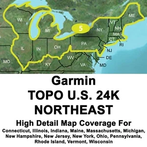 Garmin TOPO U.S. 24K NORTHEAST Maps GPS Data Card USA Trails Topographic Region - Picture 1 of 5