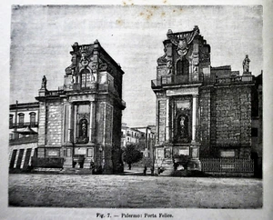 1893 Original Xilografia Veduta della PORTA FELICE.PALERMO.in Passepartout.Aetna - Imagen 1 de 1