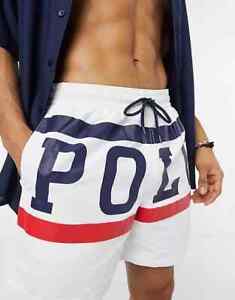 NWT Polo Ralph Lauren Big&Tall White POLO SAILING LOGO Swim Shorts Bathing Suit