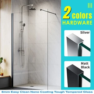 Frameless Shower Screen Fixed Panel Walk In Shower Door 800/900/1000/1100/1200mm - Picture 1 of 12