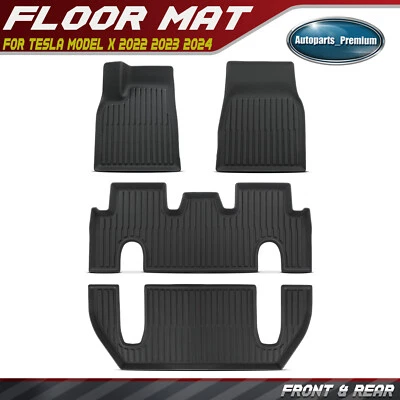 4x Alfombrilla delantera y trasera negra para Tesla Model X 2022 2023 2024 Sport Utility Foto 1 de 4