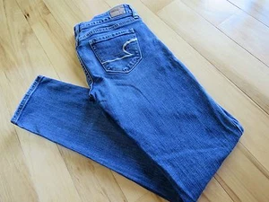 AMERICAN EAGLE AE Stretch Skinny Light Factory Distressed Jeans Women's Size 0 - Picture 1 of 12