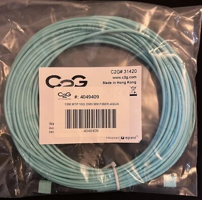 P/N: 31420, 15 M MTP 10G OM3 MM FIBER - AQUA Optic Cable - Aqua - Image 1 of 3