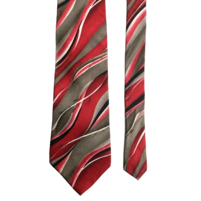 Arrow мужской классический шелковый галстук абстрактный красный, желтовато-коричневый, 56 дюймов L x 4 дюйма W - Изображение 1 из 4