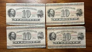 Set of four (4) Denmark 10 Kroner 1971 Hans Christian Andersen circulated #0373 - Picture 1 of 2