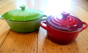 Lot of 2 Le Creuset Mini Petite Round & Oval Individual Cocotte Casserole EUC - Picture 1 of 19