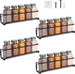 4 Tier Single Hanging Spice Rack Organizer for Cabinet- Wall Mounted Seasoning O