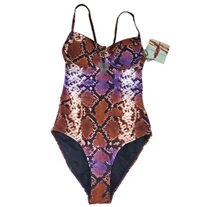 Sandy Beach Swimsuit Women's S Snake Purple Brown One Piece Strappy Swimwear NWT - Picture 1 of 12