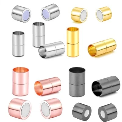 10 Pairs Brass Magnetic Clasps Column Jewellery Connectors Leather Cord End Cap - Image 1 of 4