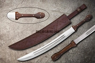 Fully Hand Forged Stainless Steel Machete / Short Sword With Leather Sheath. - Image 1 of 4