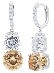 Authentic Crislu Champagne Quartz Two-Stone Drop Earrings - Picture 1 of 1