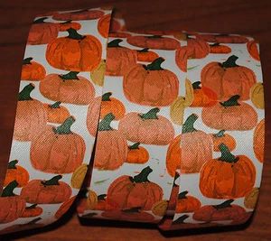 Waterproof Ribbon~Fall Orange Pumpkin~Thanksgiving~1.25"~Autumn~7 yard~Not Wired - Picture 1 of 1