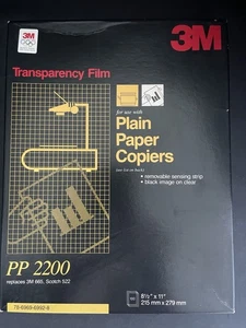 3M Transparency Film Plain Paper Copiers PP2200 100 Sheets - Picture 1 of 4