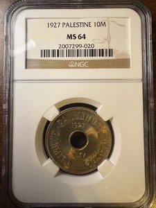 1927 PALESTINE 10M NGC MS64 10 Mils British Mandate - Bild 1 von 4