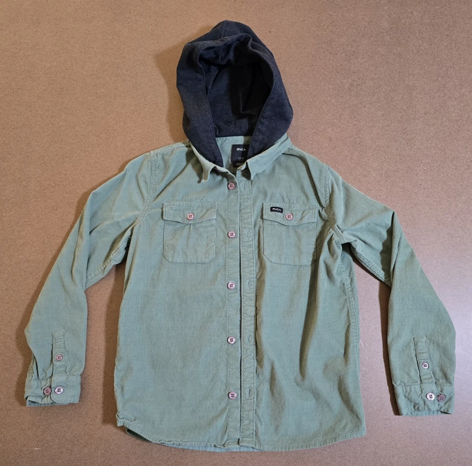Camisa RVCA Husker Capucha Manga Larga Franela Pana Niños Grande L Foto 1 de 4