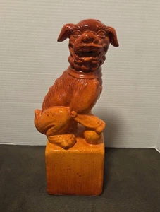 Vintage Chinese Terracotta Orange Red Foo Dog Sculpture Pier One - Picture 1 of 17