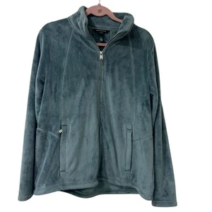 Athleta Womens Sz Large Green Double Cozy Karma Recover Full Zip Jacket Fleece  - Picture 1 of 4