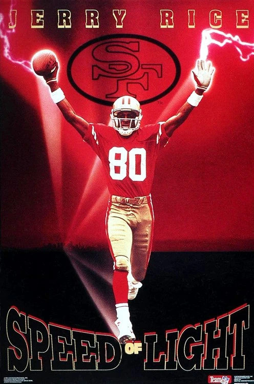Jerry Rice SPEED OF LIGHT San Francisco 49ers 1991 Costacos 23x35 POSTER - Image 1 of 1
